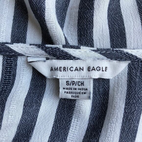 American Eagle Outfitters Tie Front Stripe Crop Top Women's Large - Picture 10 of 14